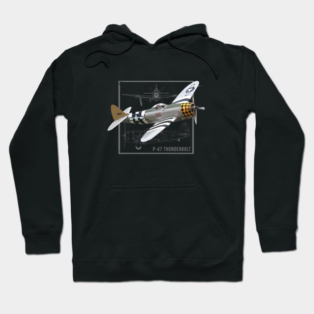 Republic P-47 Thunderbolt | WW2 Fighter Plane Hoodie by Jose Luiz Filho